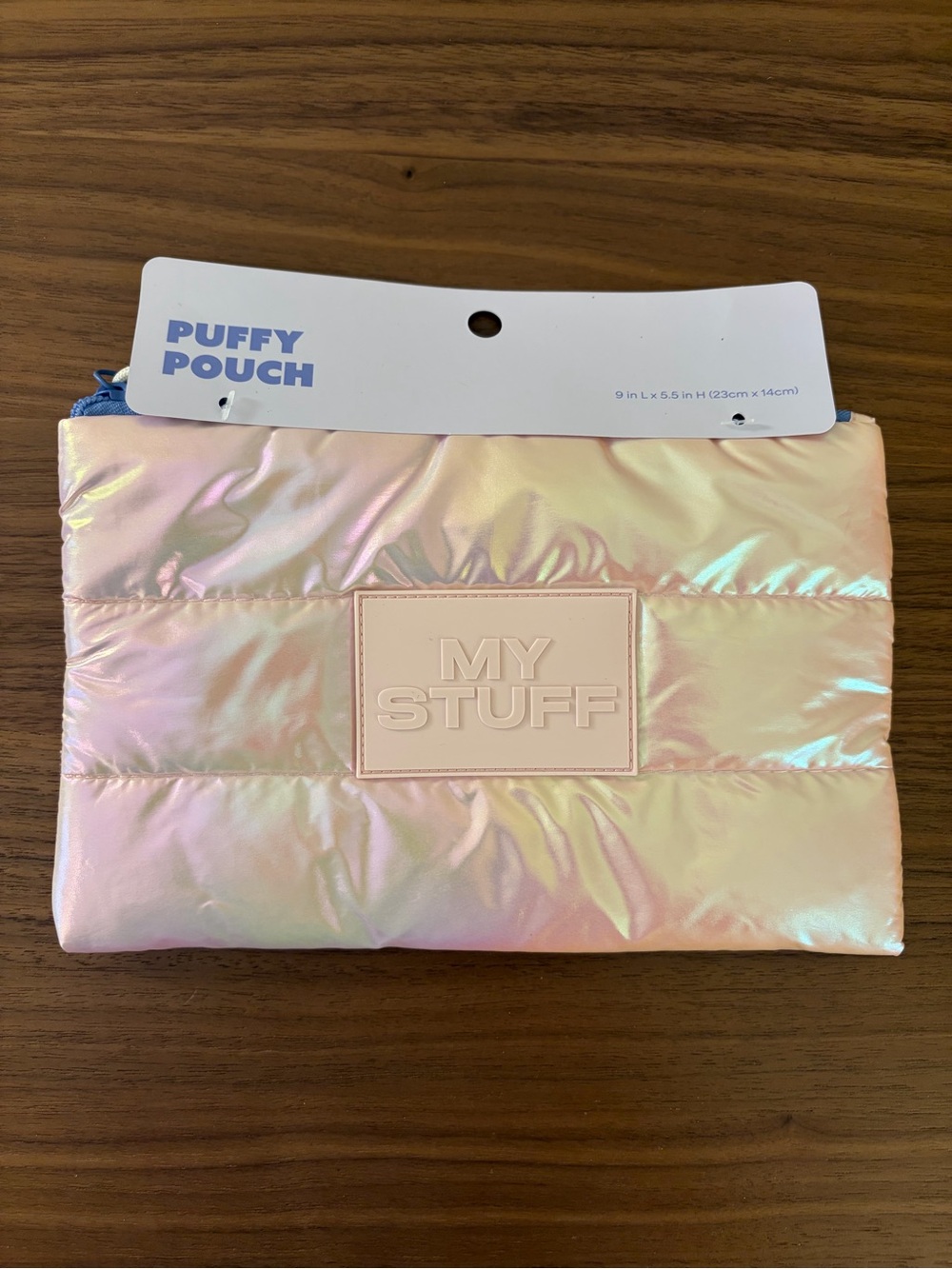 TwelveNYC Puffy Pouch Iridescent Pink “My Stuff” 9 x 5.5 New